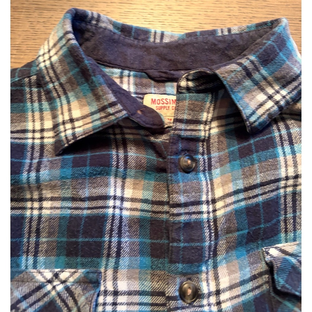 Mossimo Supply Co Mens Blue Plaid Flannel Button Down Shirt Long Sleeve L - Picture 3 of 9
